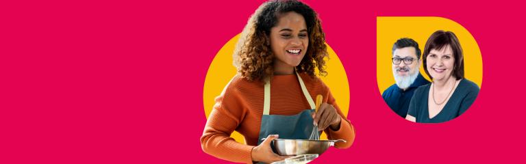 Foster carer couple and young girl cooking